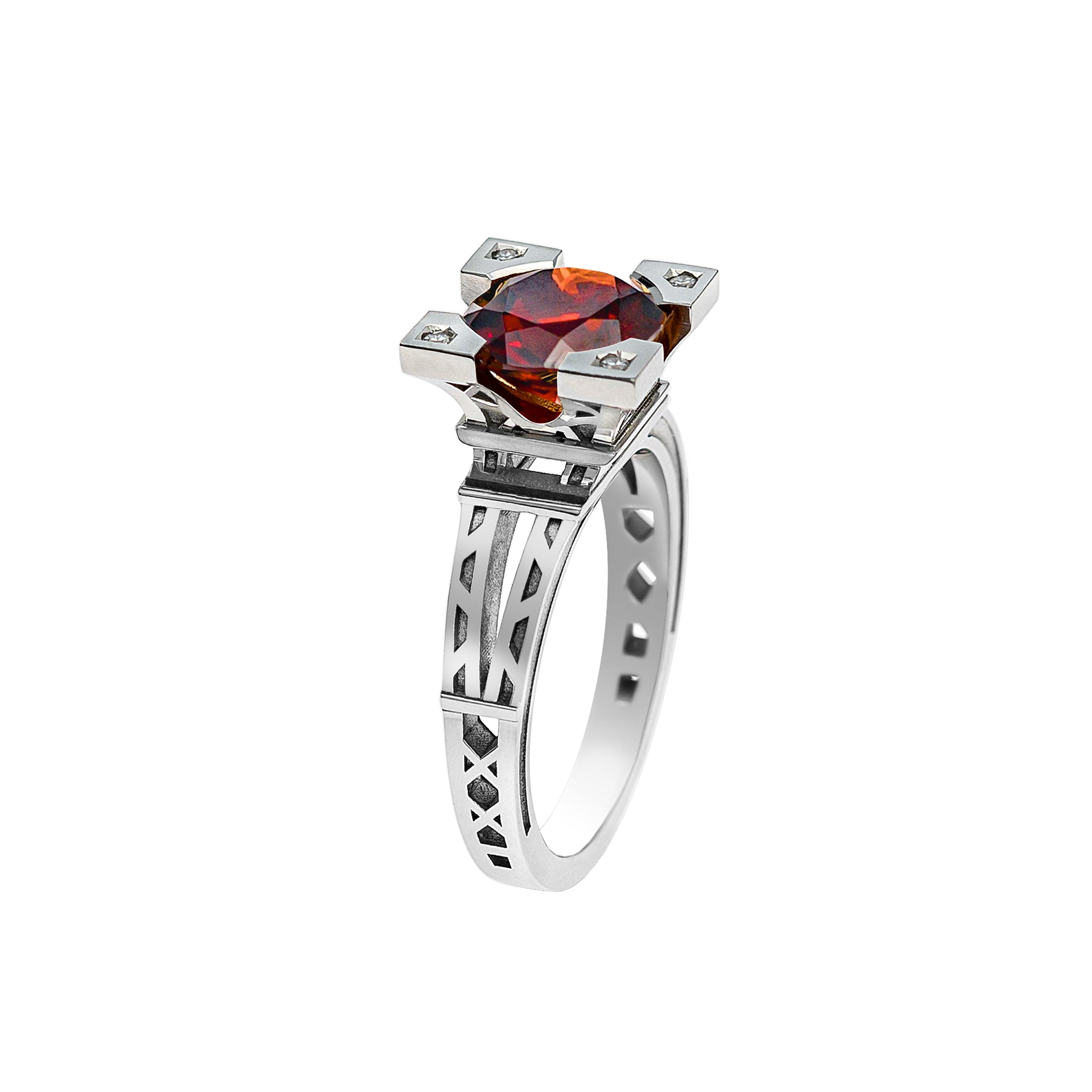 BAGUE FRENCH KISS EN OR ET GRENAT 8 MM ET DIAMANTS