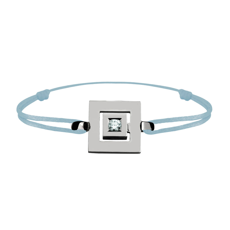 Bracelet lien Tournaire signe labyrinthe carrée or et diamant