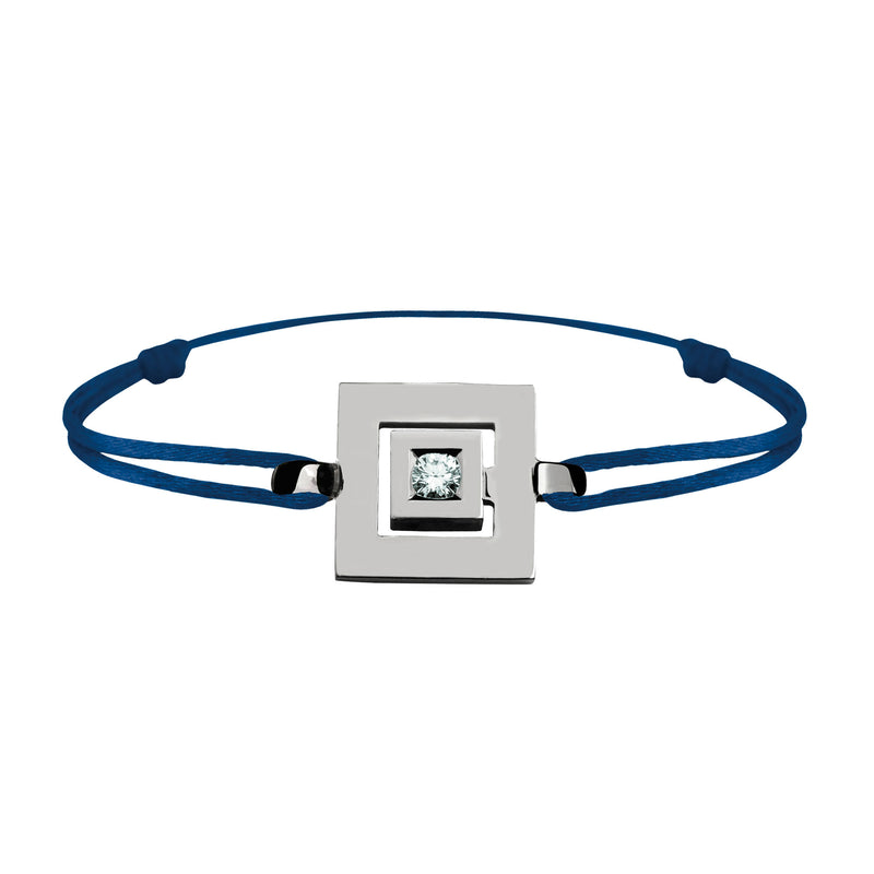Bracelet lien Tournaire signe labyrinthe carrée or et diamant