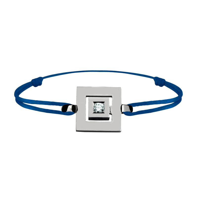 Bracelet lien Tournaire signe labyrinthe carrée or et diamant