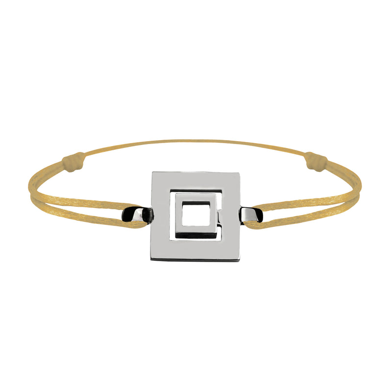 Bracelet Lien Signe Labyrinthe Carré Tout Or