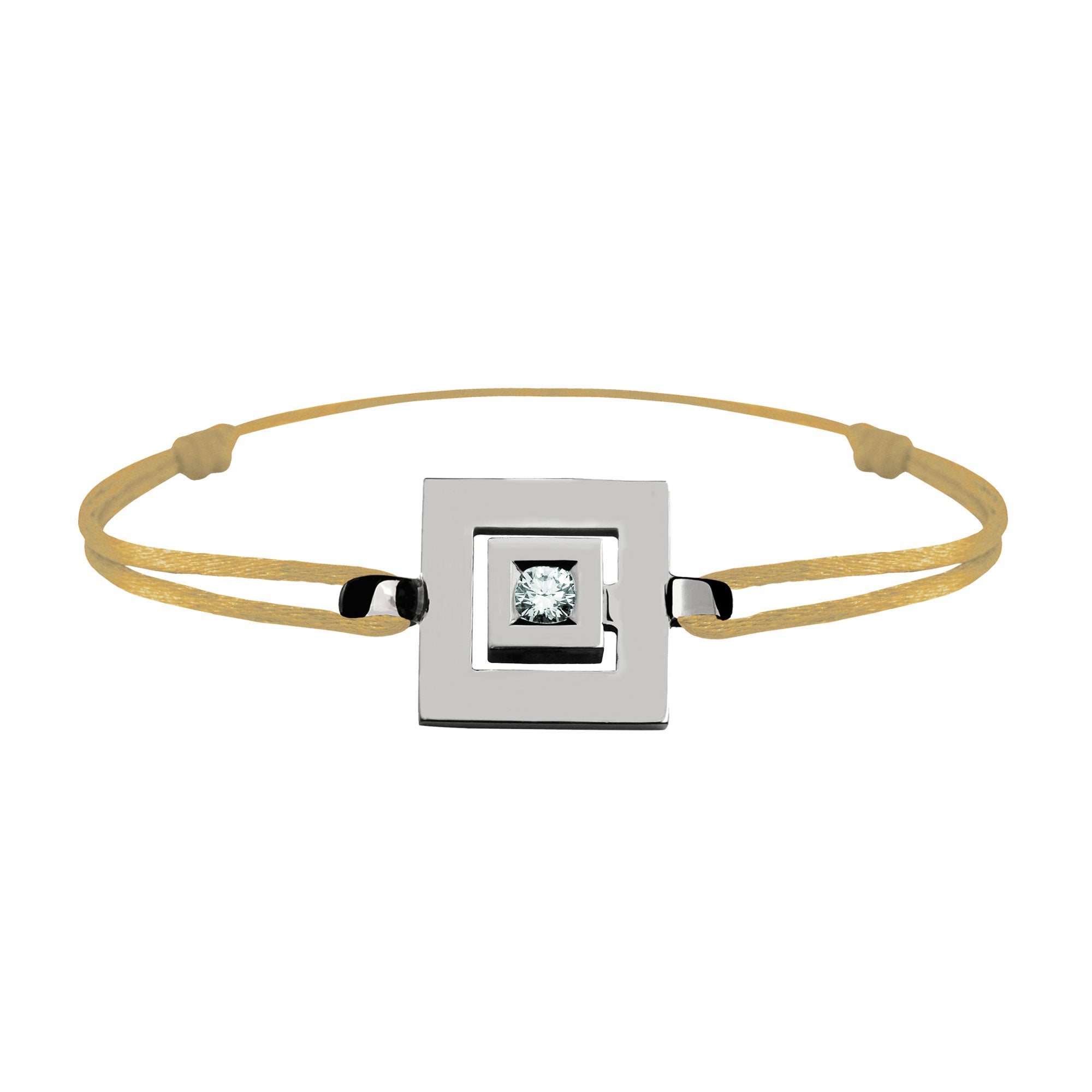 Bracelet lien Tournaire signe labyrinthe carrée or et diamant