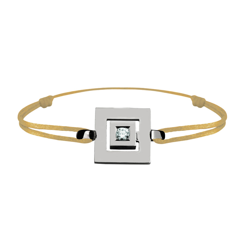 Bracelet lien Tournaire signe labyrinthe carrée or et diamant