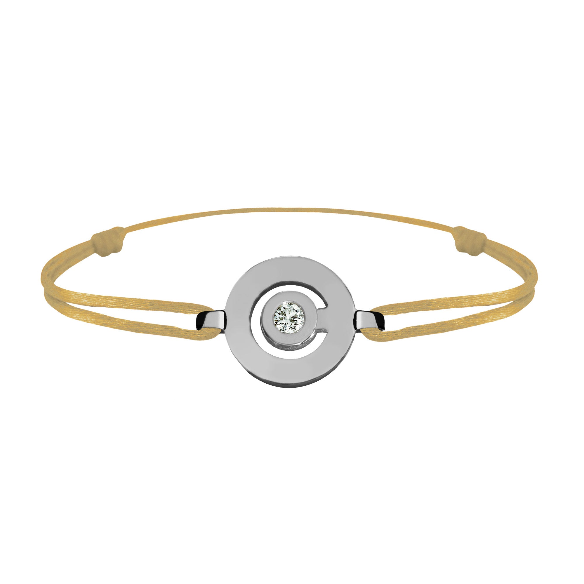 Bracelet lien Tournaire or et diamant signe labyrinthe rond