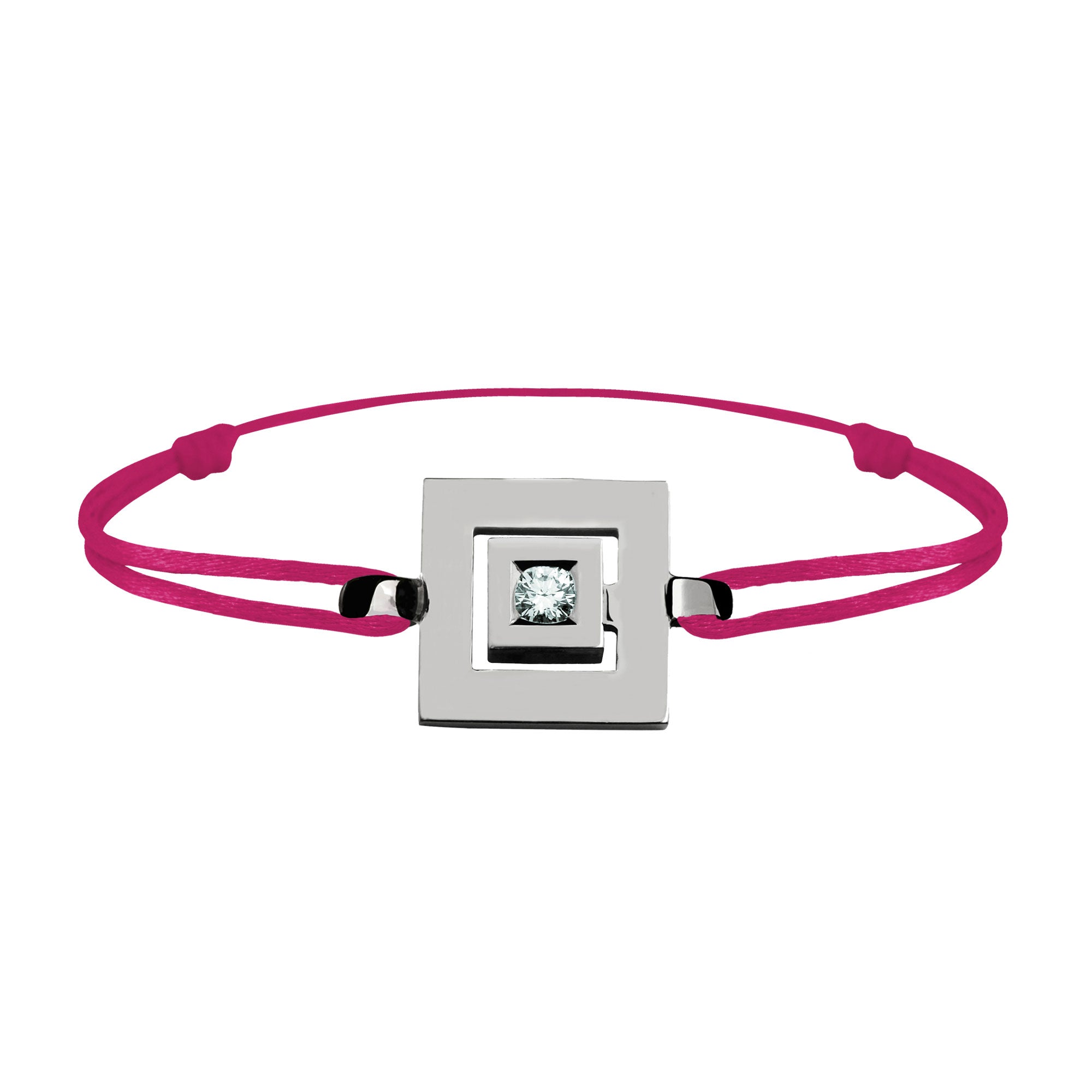 Bracelet lien Tournaire signe labyrinthe carrée or et diamant