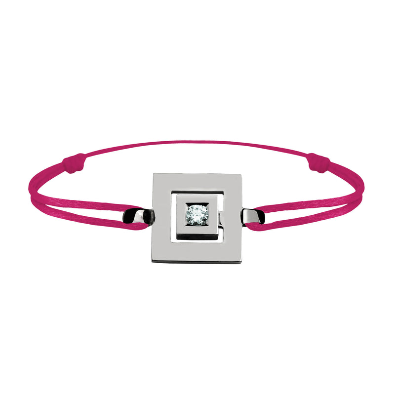 Bracelet lien Tournaire signe labyrinthe carrée or et diamant