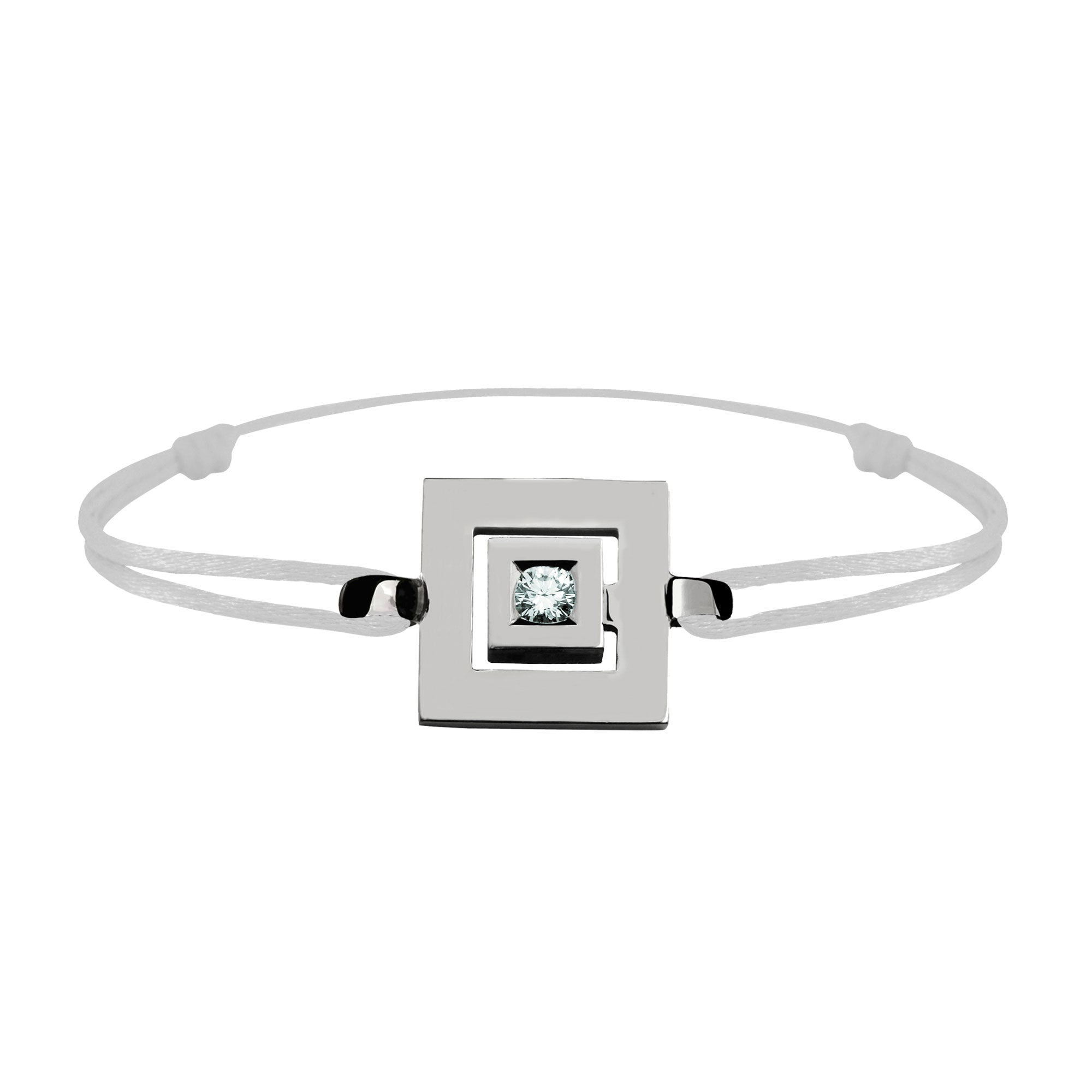 Bracelet lien Tournaire signe labyrinthe carrée or et diamant
