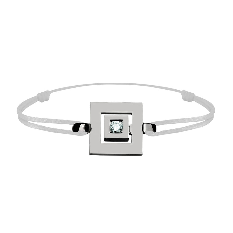 Bracelet lien Tournaire signe labyrinthe carrée or et diamant