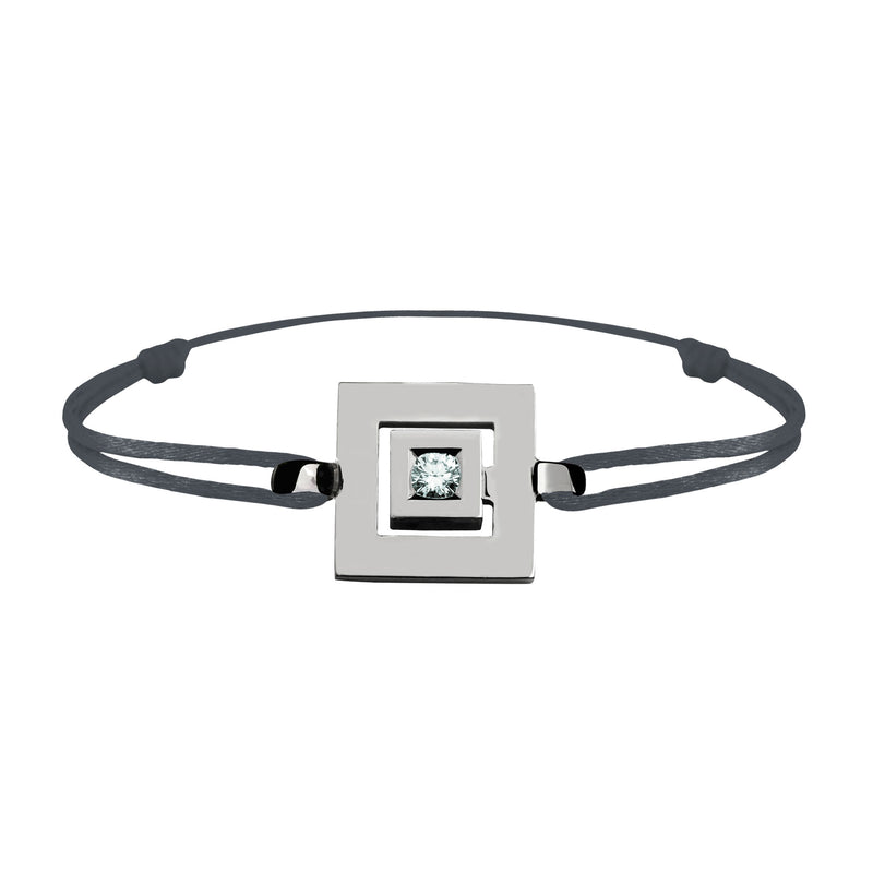 Bracelet lien Tournaire signe labyrinthe carrée or et diamant