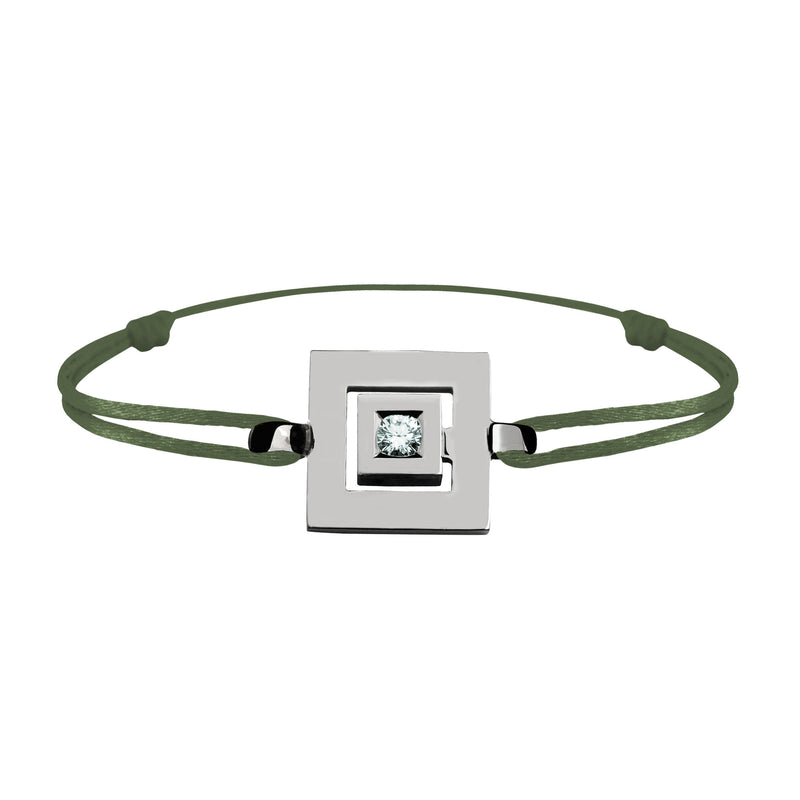 Bracelet lien Tournaire signe labyrinthe carrée or et diamant
