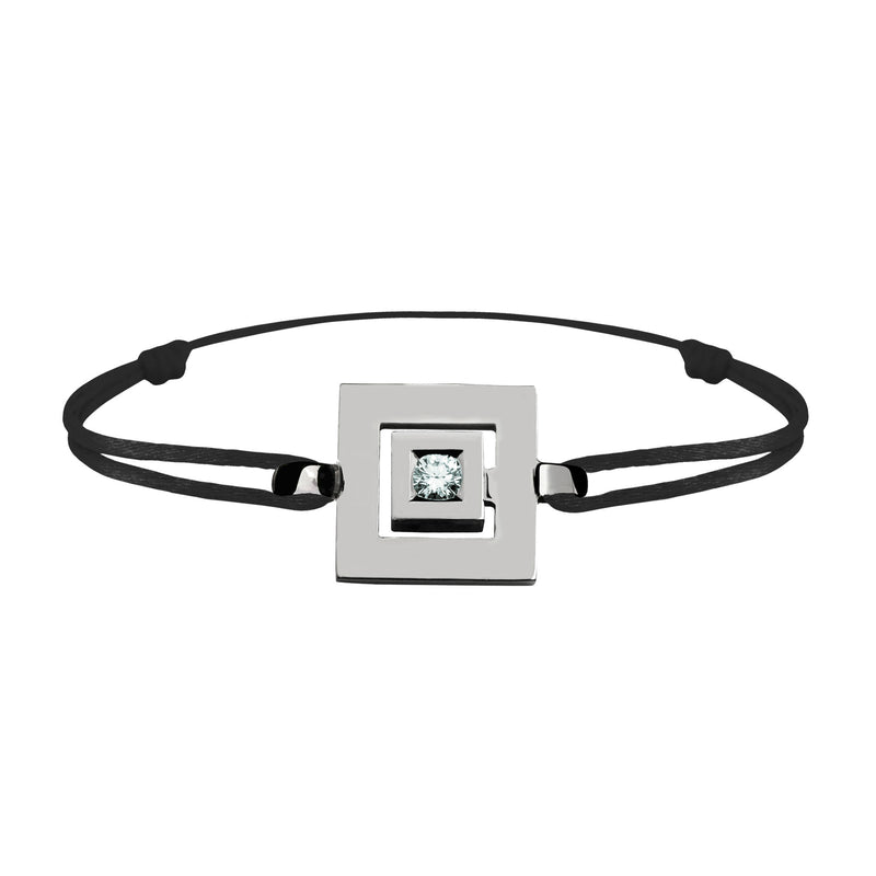 Bracelet lien Tournaire signe labyrinthe carrée or et diamant