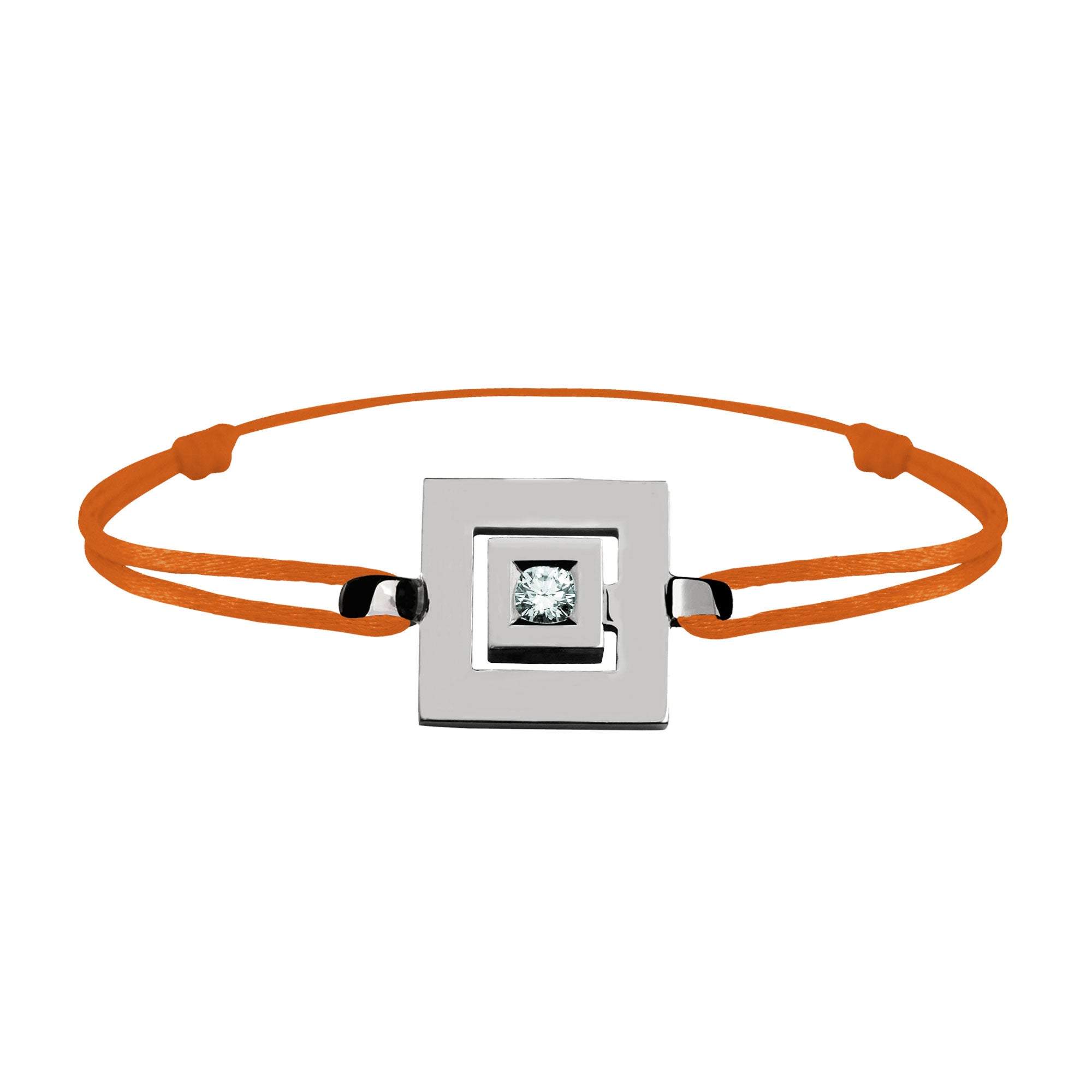 Bracelet lien Tournaire signe labyrinthe carrée or et diamant