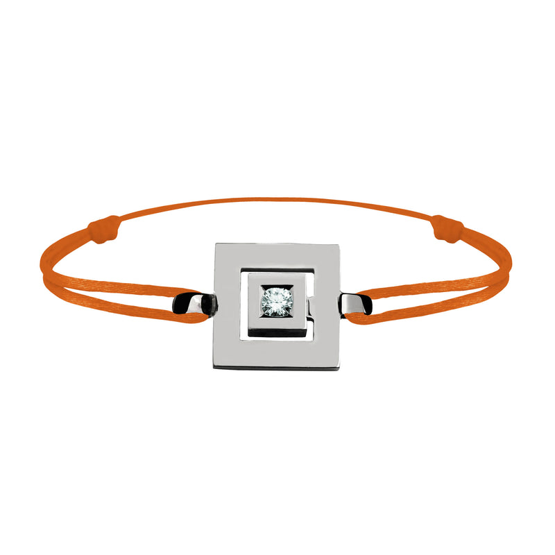 Bracelet lien Tournaire signe labyrinthe carrée or et diamant