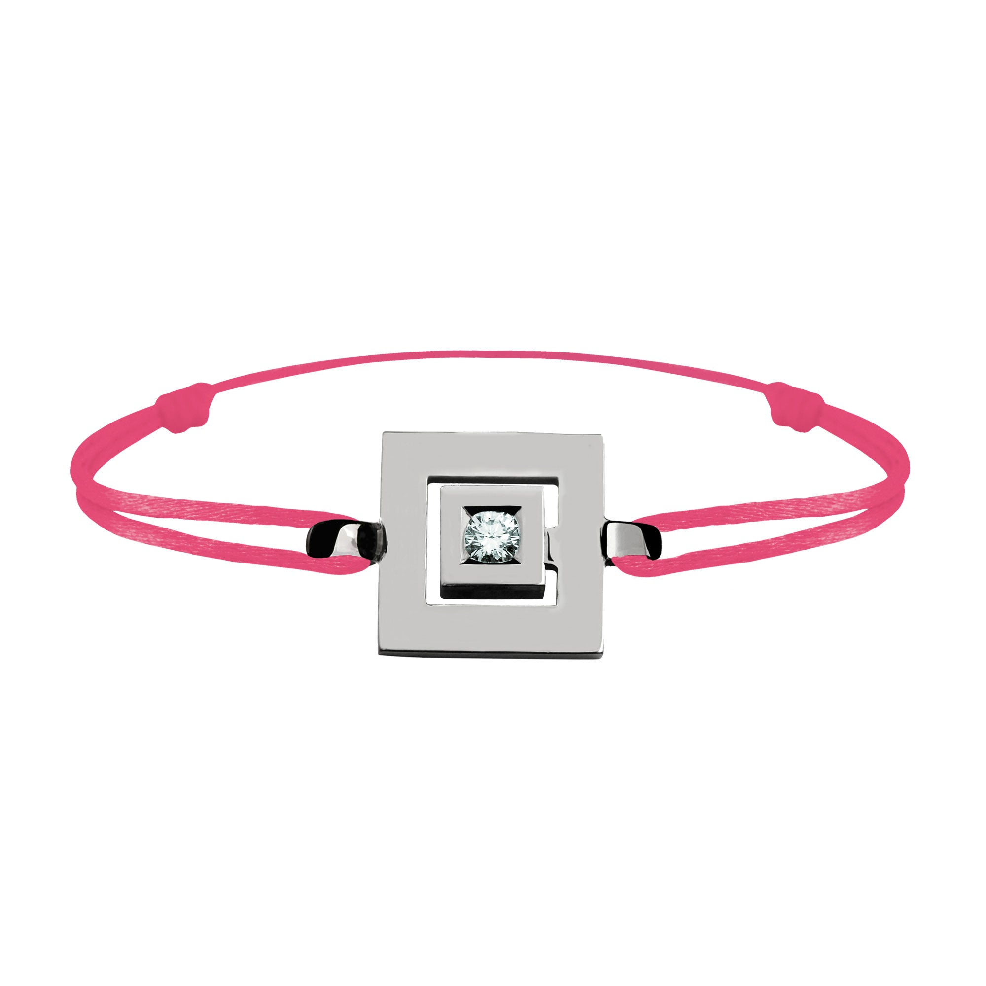 Bracelet lien Tournaire signe labyrinthe carrée or et diamant