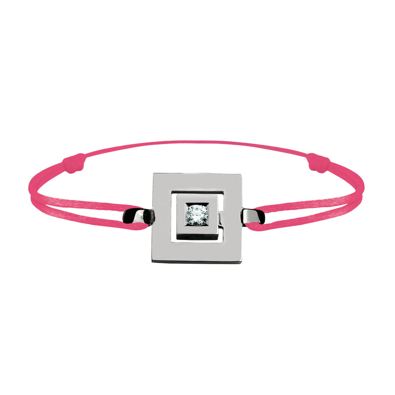 Bracelet lien Tournaire signe labyrinthe carrée or et diamant