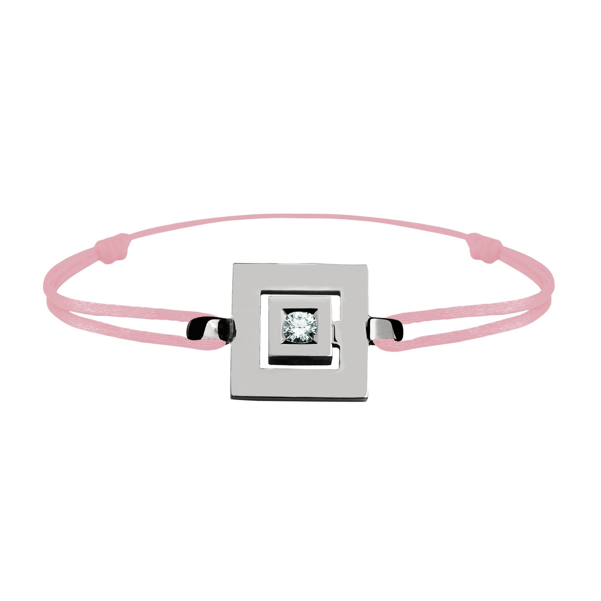 Bracelet lien Tournaire signe labyrinthe carrée or et diamant