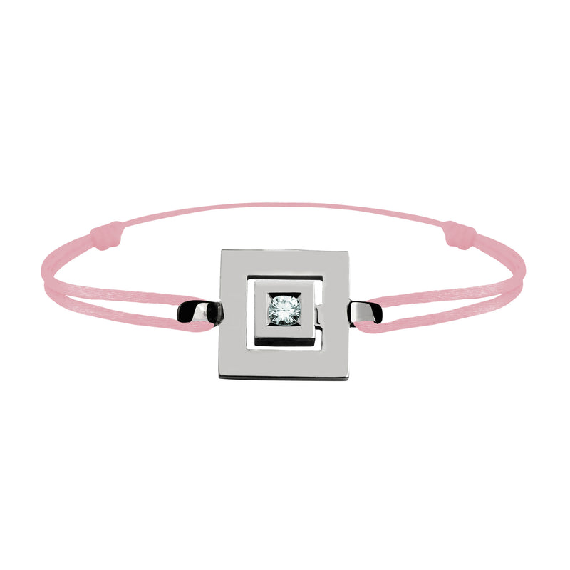 Bracelet lien Tournaire signe labyrinthe carrée or et diamant