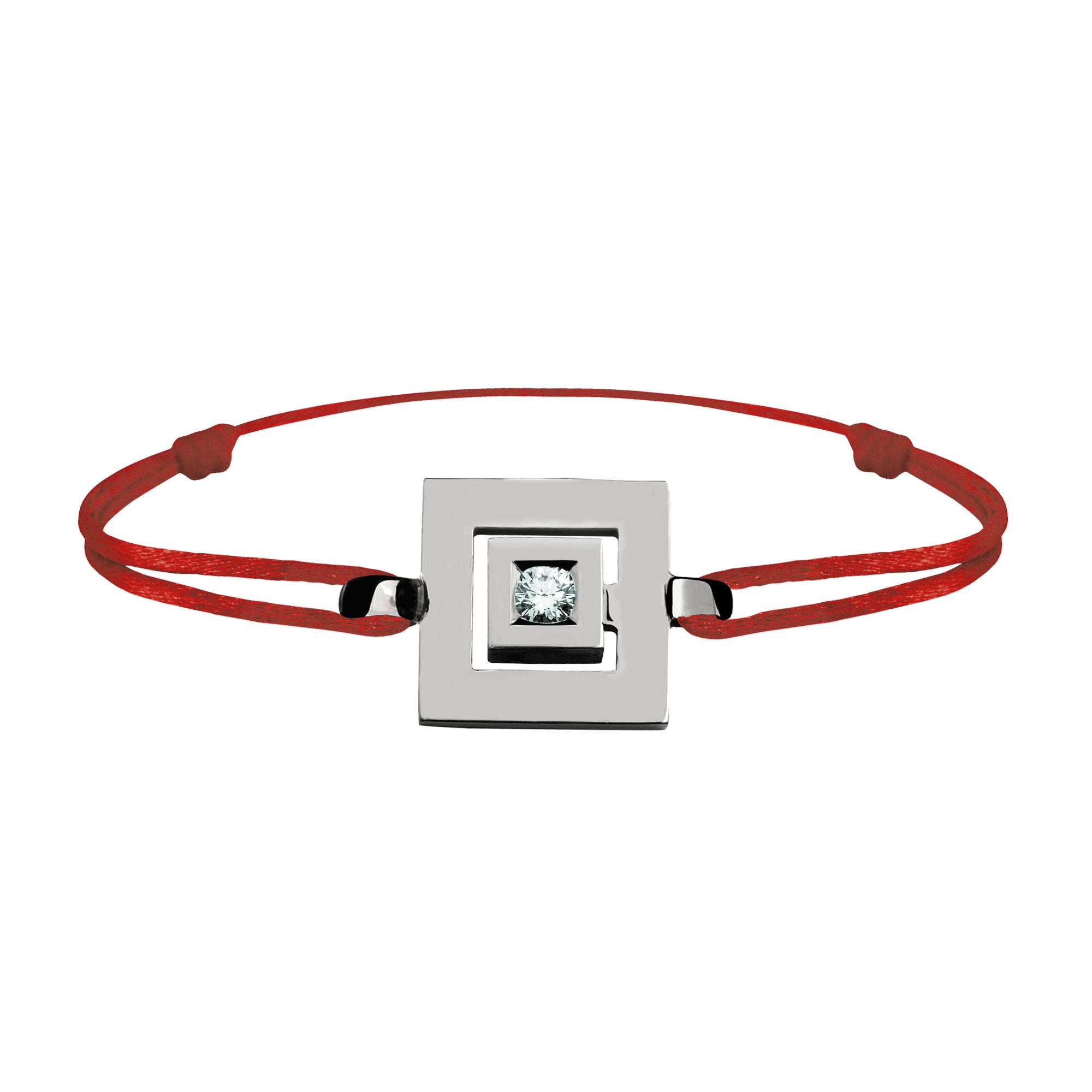 Bracelet lien Tournaire signe labyrinthe carrée or et diamant