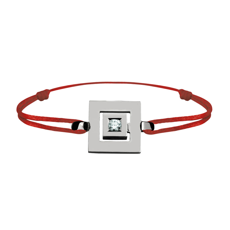 Bracelet lien Tournaire signe labyrinthe carrée or et diamant