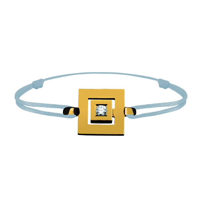 Bracelet lien Tournaire signe labyrinthe carrée or et diamant