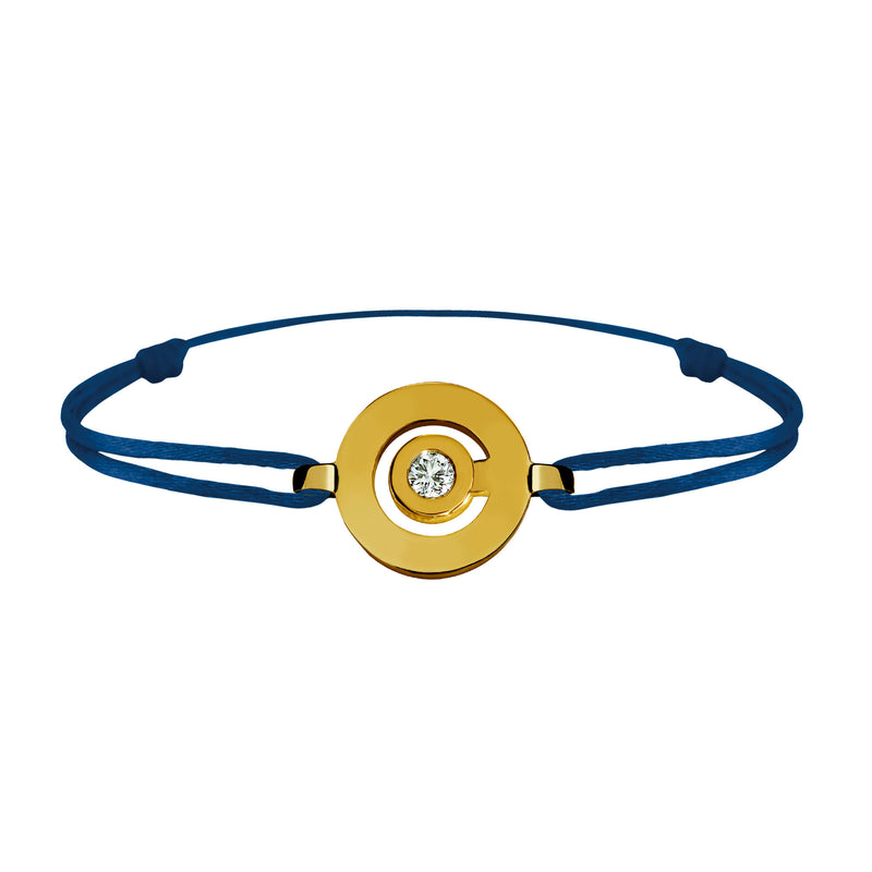 Tournaire gold and diamond link bracelet signe labyrinthe round