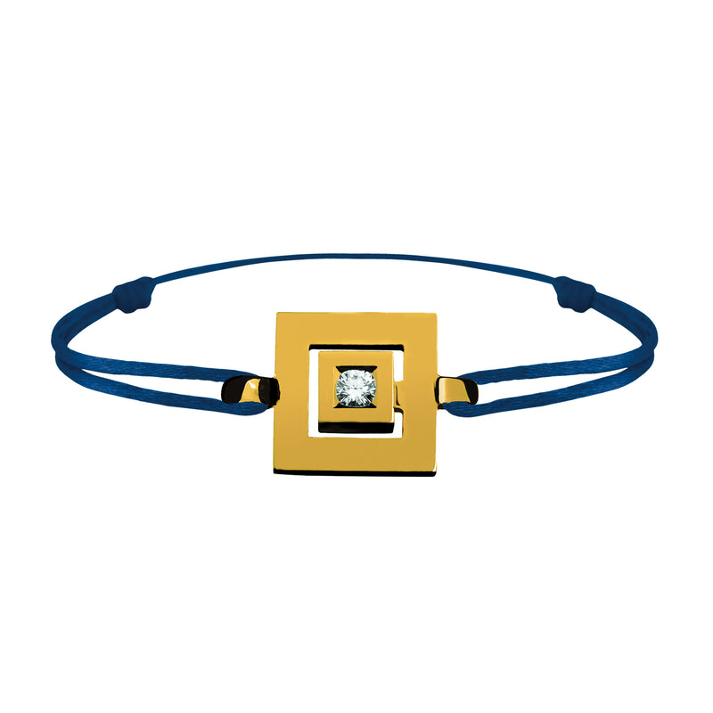 Bracelet lien Tournaire signe labyrinthe carrée or et diamant