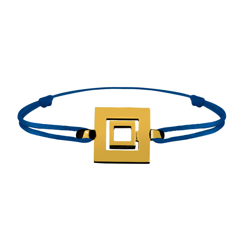Bracelet Lien Signe Labyrinthe Carré Tout Or
