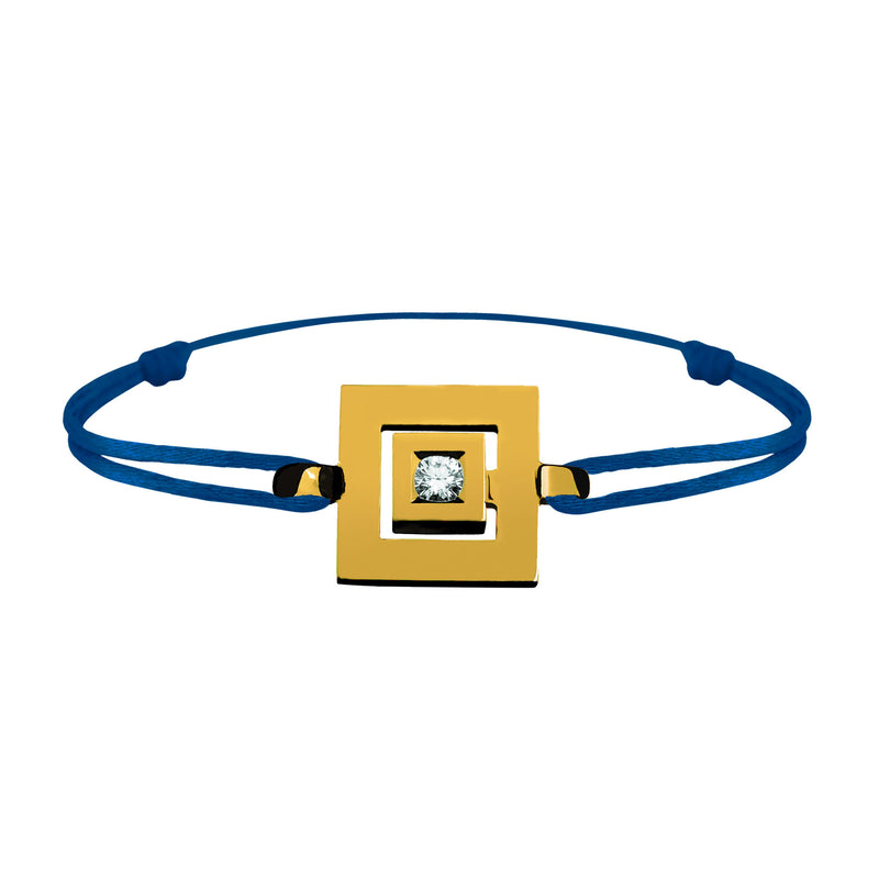 Bracelet lien Tournaire signe labyrinthe carrée or et diamant