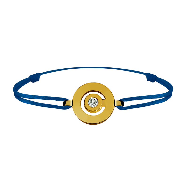 Tournaire gold and diamond link bracelet signe labyrinthe round