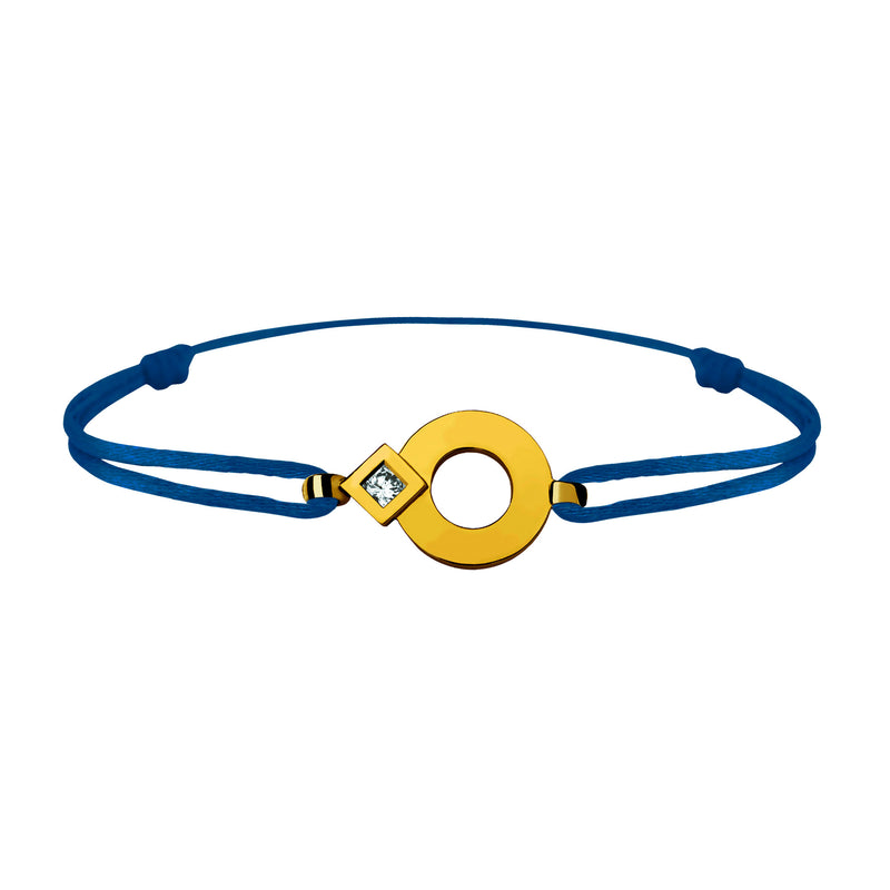Bracelet lien Tournaire or et diamant signe éclipse rond