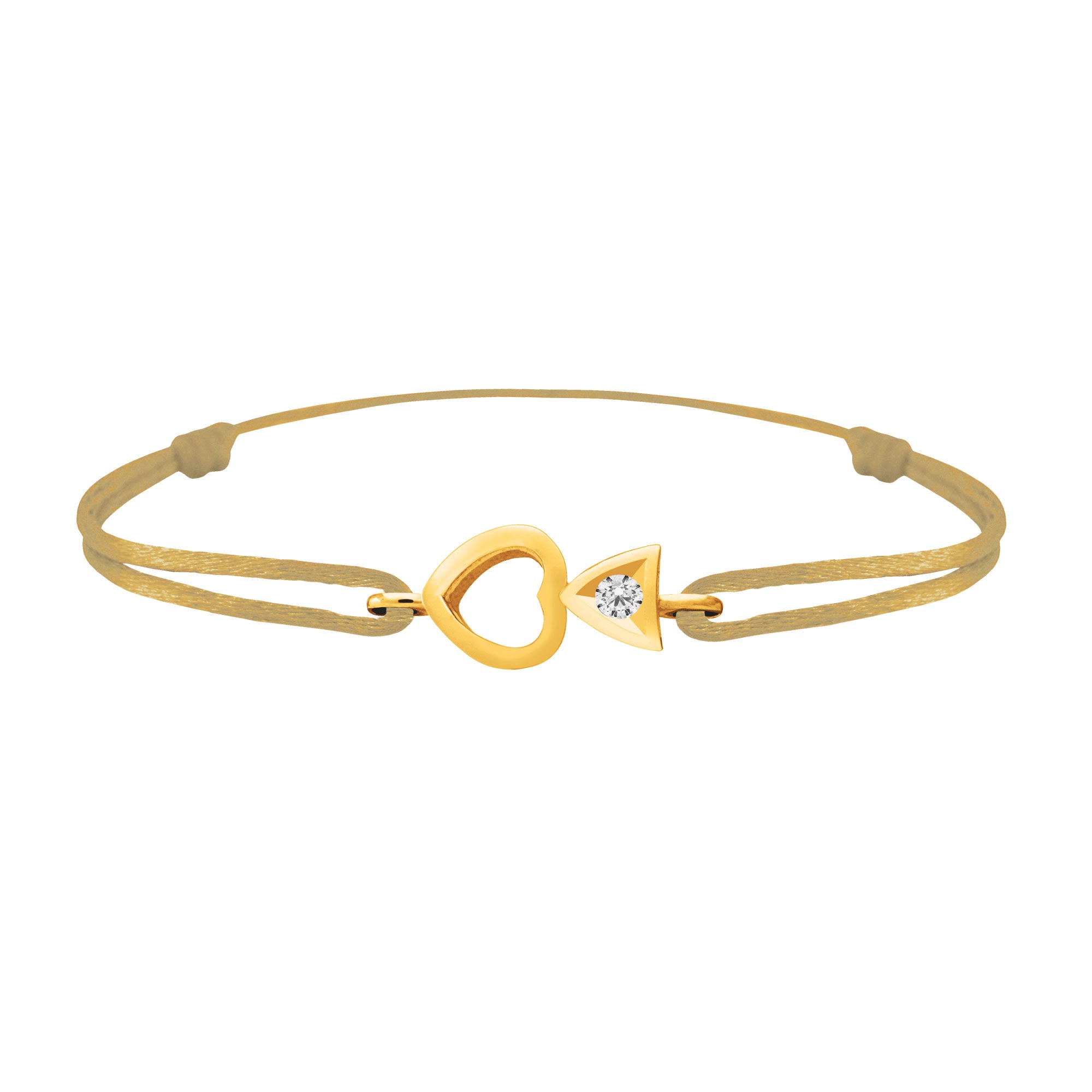 Bracelet lien Tournaire "cupidon cœur" or et diamant