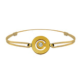 Tournaire gold and diamond link bracelet signe labyrinthe round