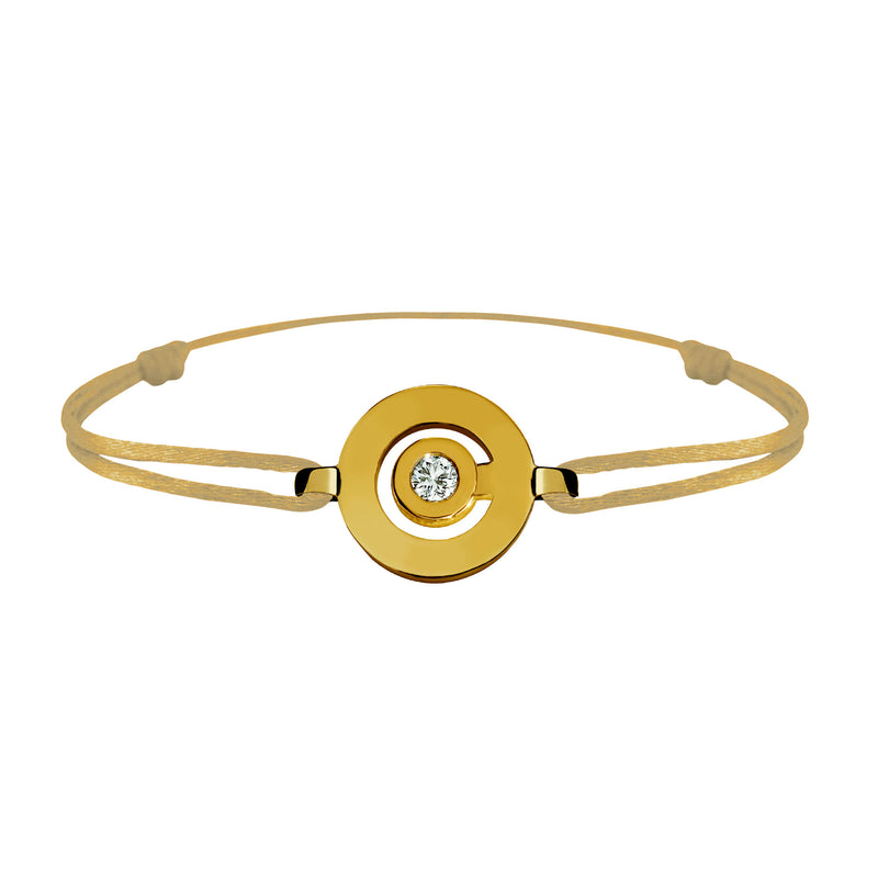 Tournaire gold and diamond link bracelet signe labyrinthe round