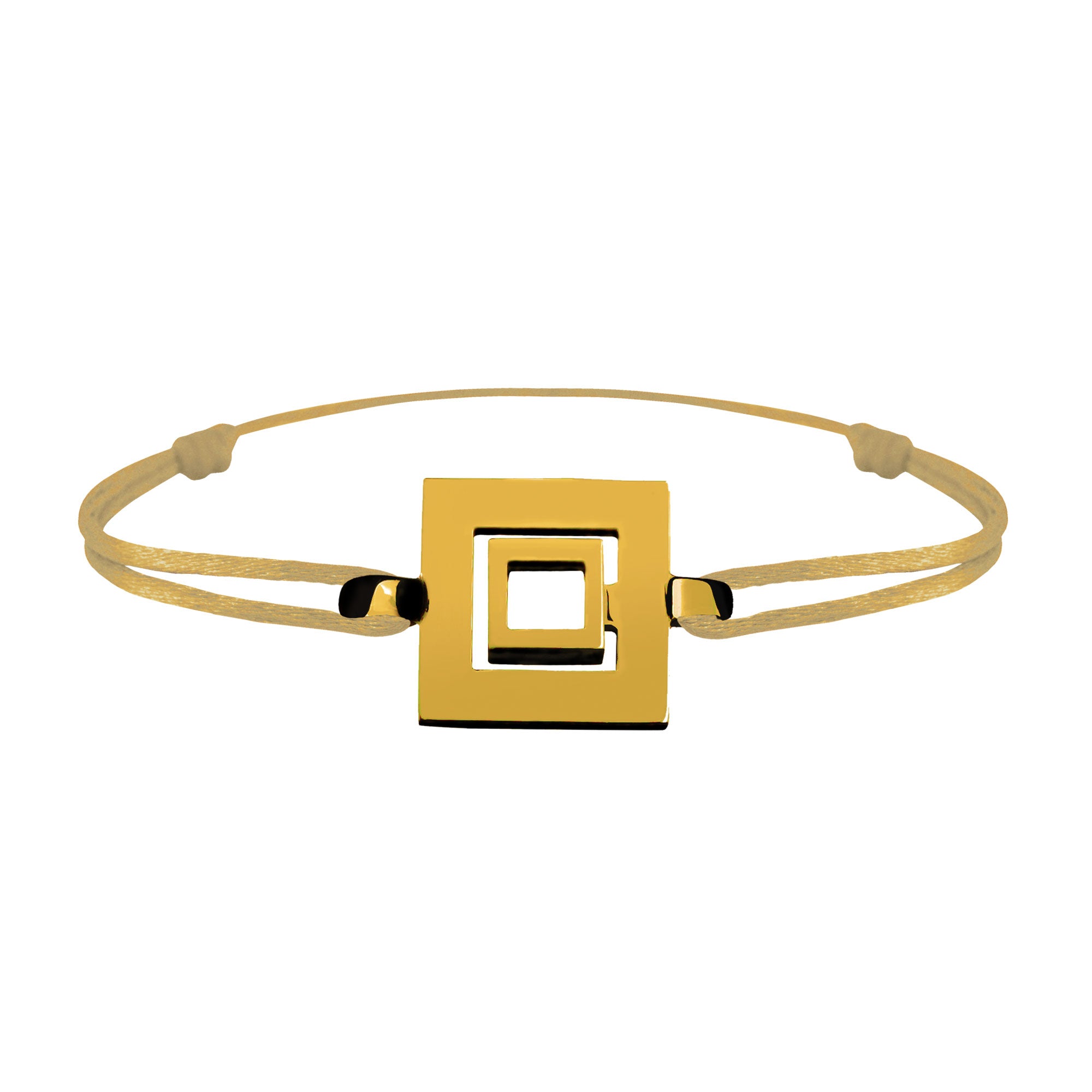 Bracelet Lien Signe Labyrinthe Carré Tout Or