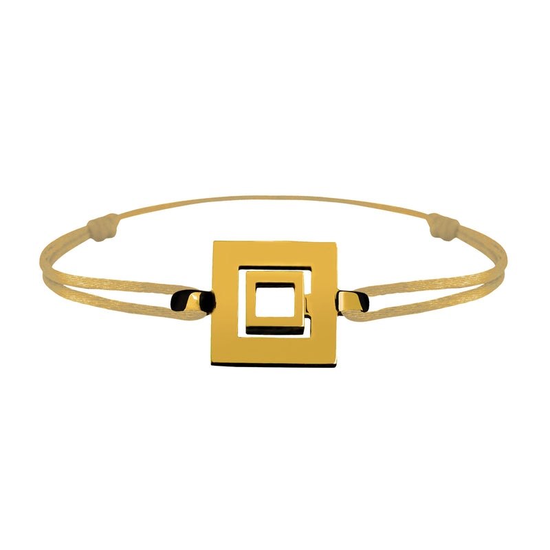 Bracelet Lien Signe Labyrinthe Carré Tout Or