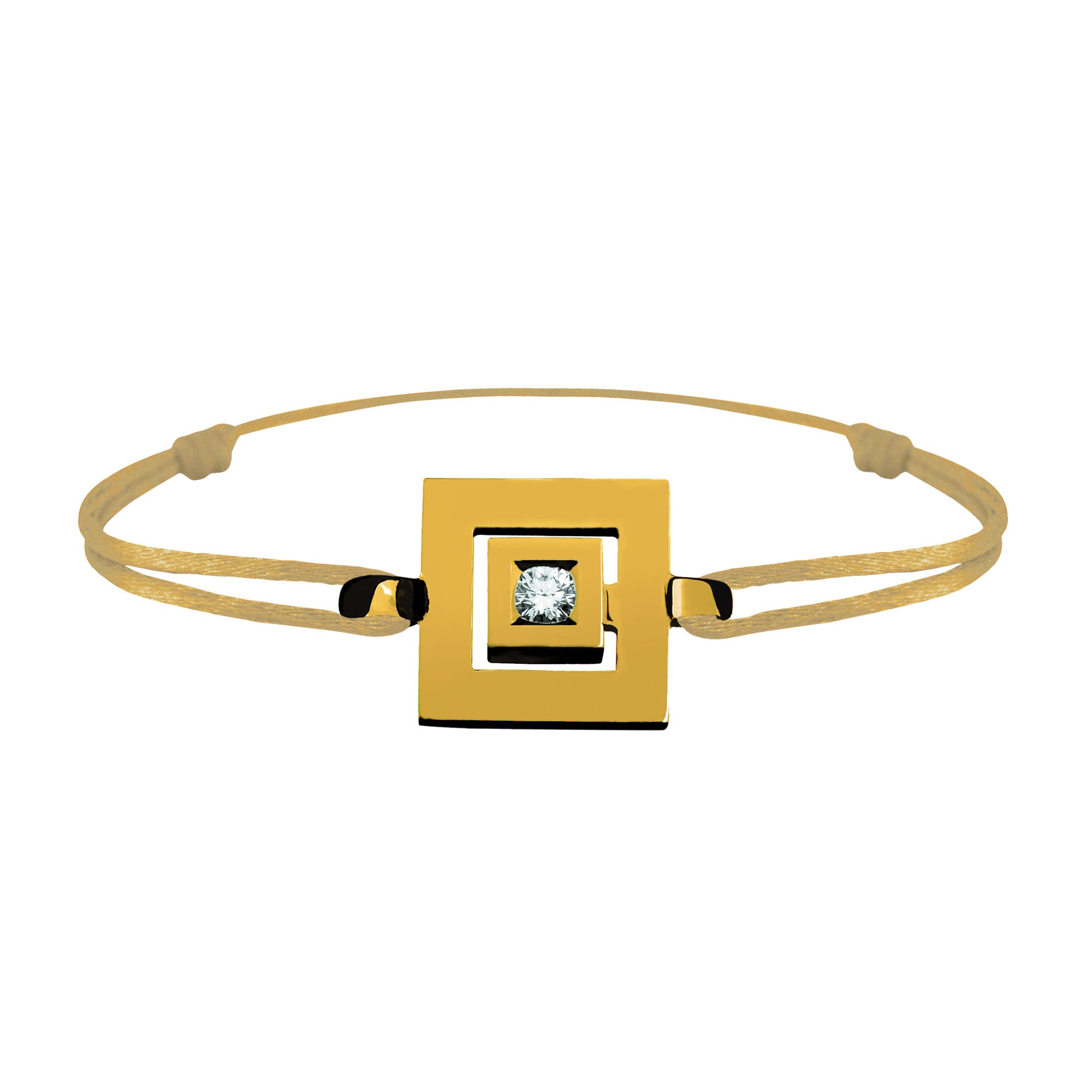 Bracelet lien Tournaire signe labyrinthe carrée or et diamant