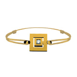 Bracelet lien Tournaire signe labyrinthe carrée or et diamant