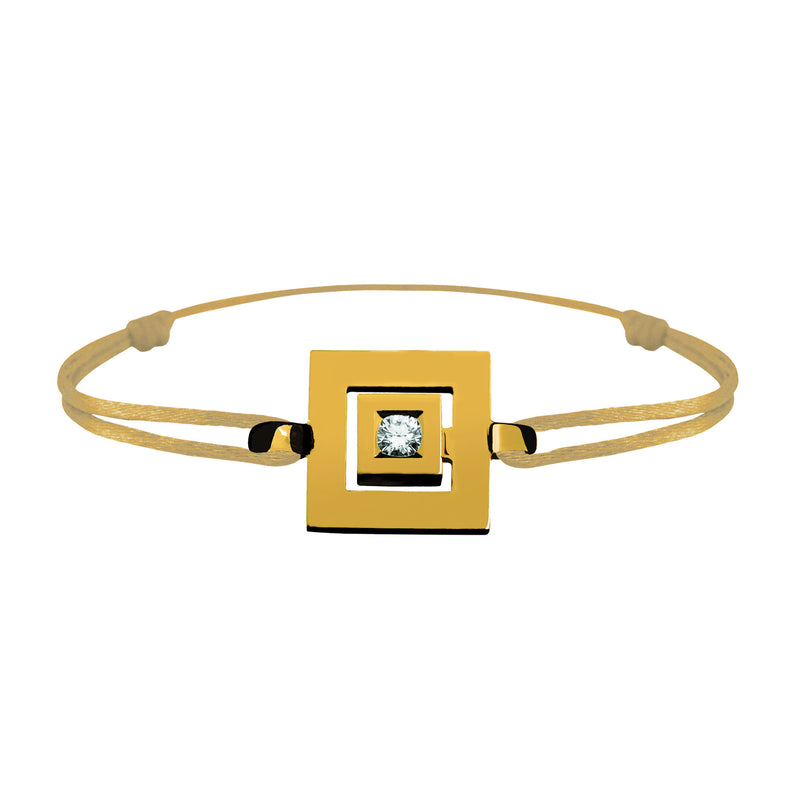 Bracelet lien Tournaire signe labyrinthe carrée or et diamant