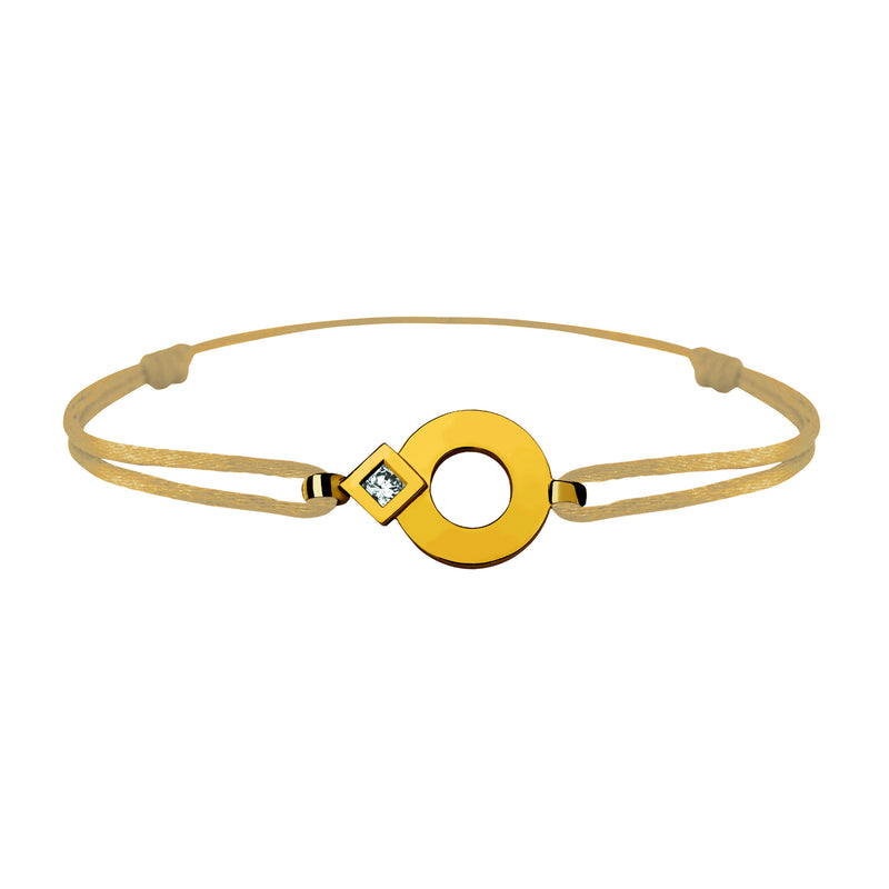 Bracelet lien Tournaire or et diamant signe éclipse rond