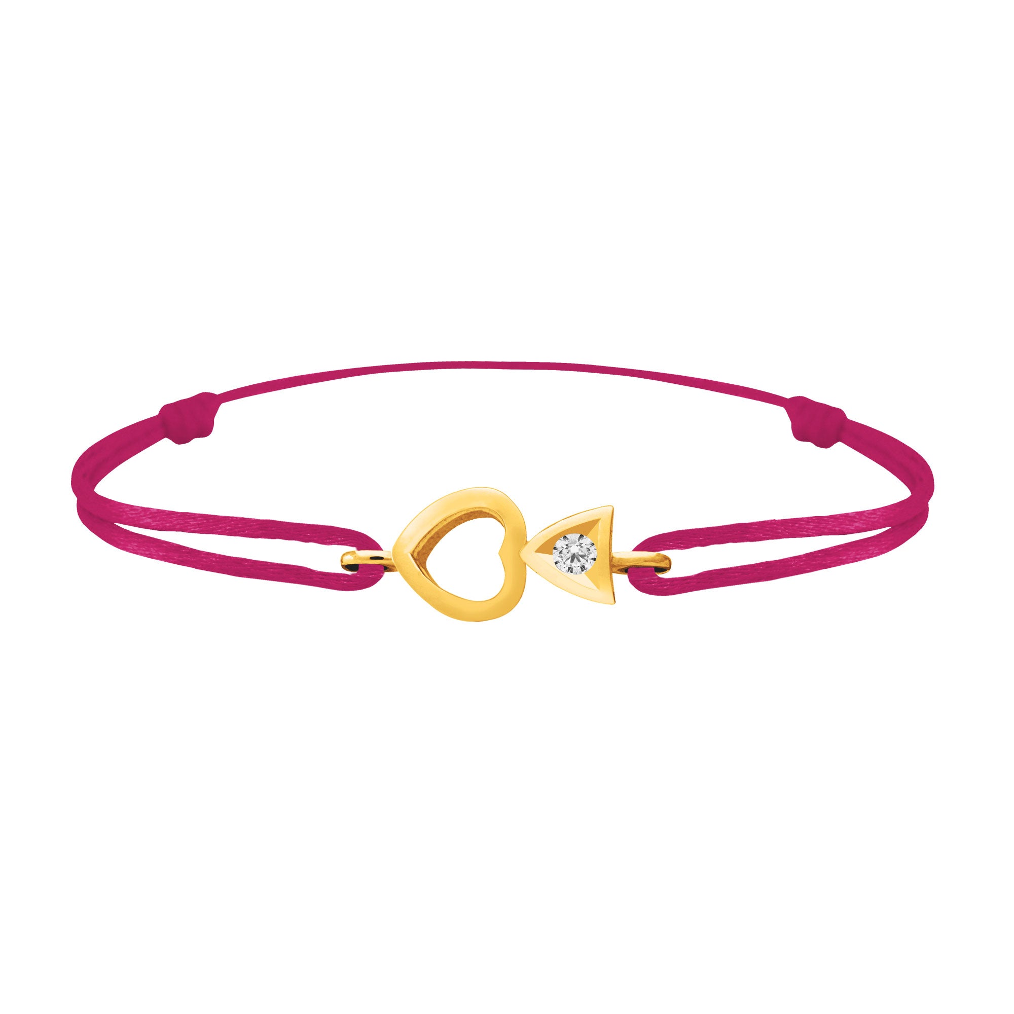 Bracelet lien Tournaire "cupidon cœur" or et diamant