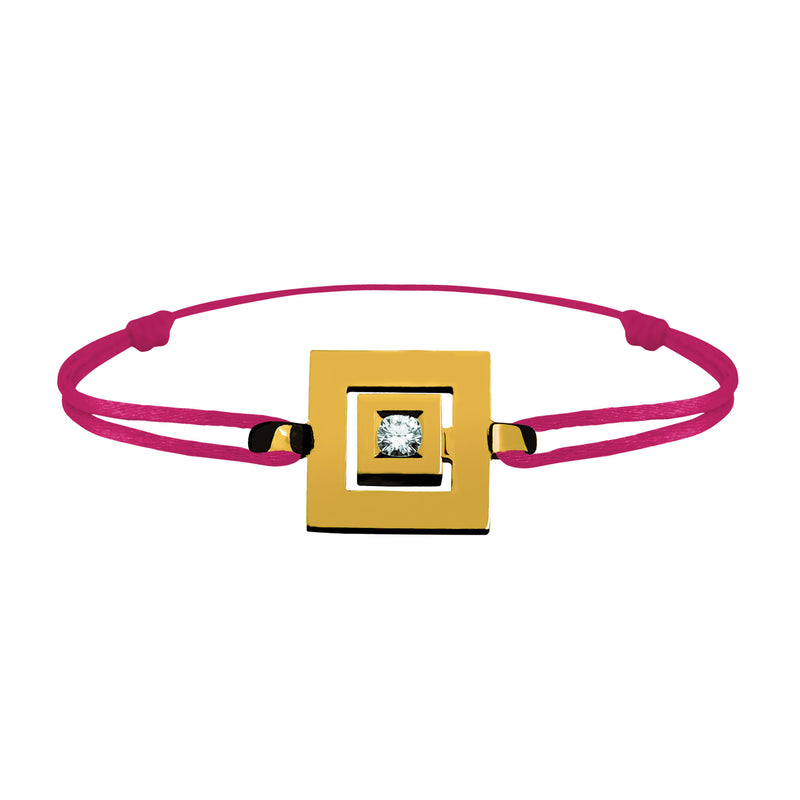 Bracelet lien Tournaire signe labyrinthe carrée or et diamant
