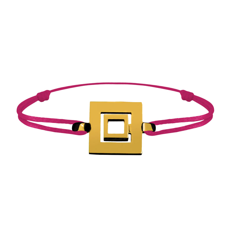 Bracelet Lien Signe Labyrinthe Carré Tout Or