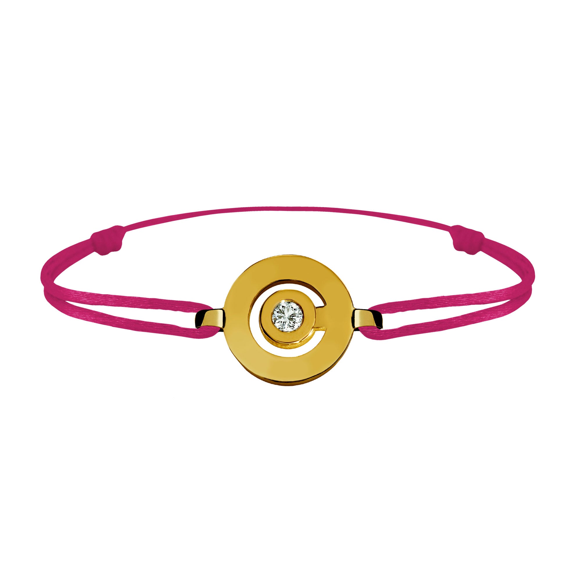 Bracelet lien Tournaire or et diamant signe labyrinthe rond