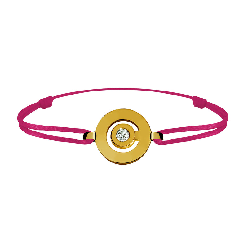 Tournaire gold and diamond link bracelet signe labyrinthe round