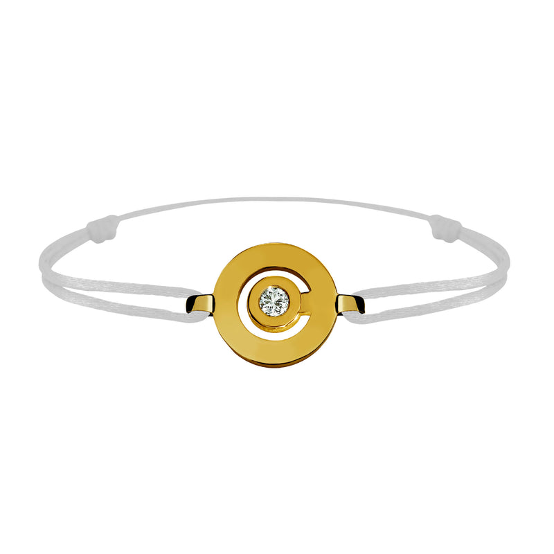 Tournaire gold and diamond link bracelet signe labyrinthe round