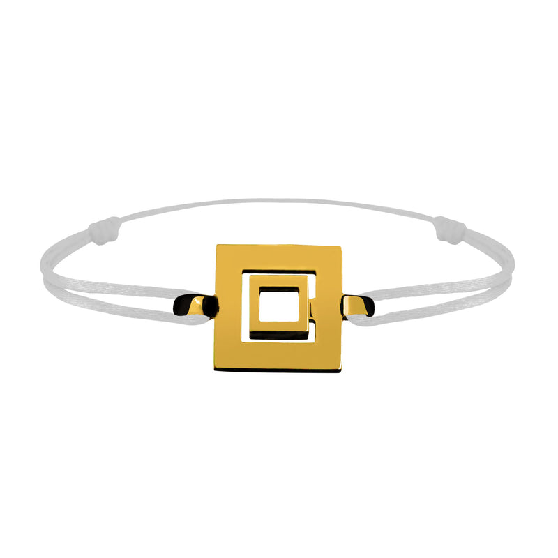 Bracelet Lien Signe Labyrinthe Carré Tout Or