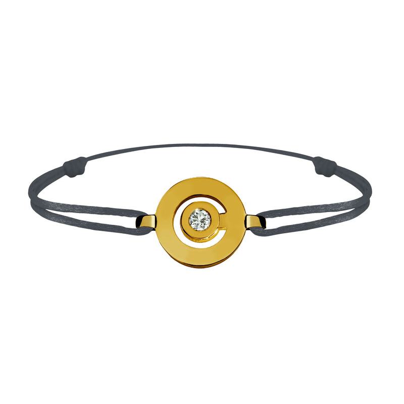 Tournaire gold and diamond link bracelet signe labyrinthe round
