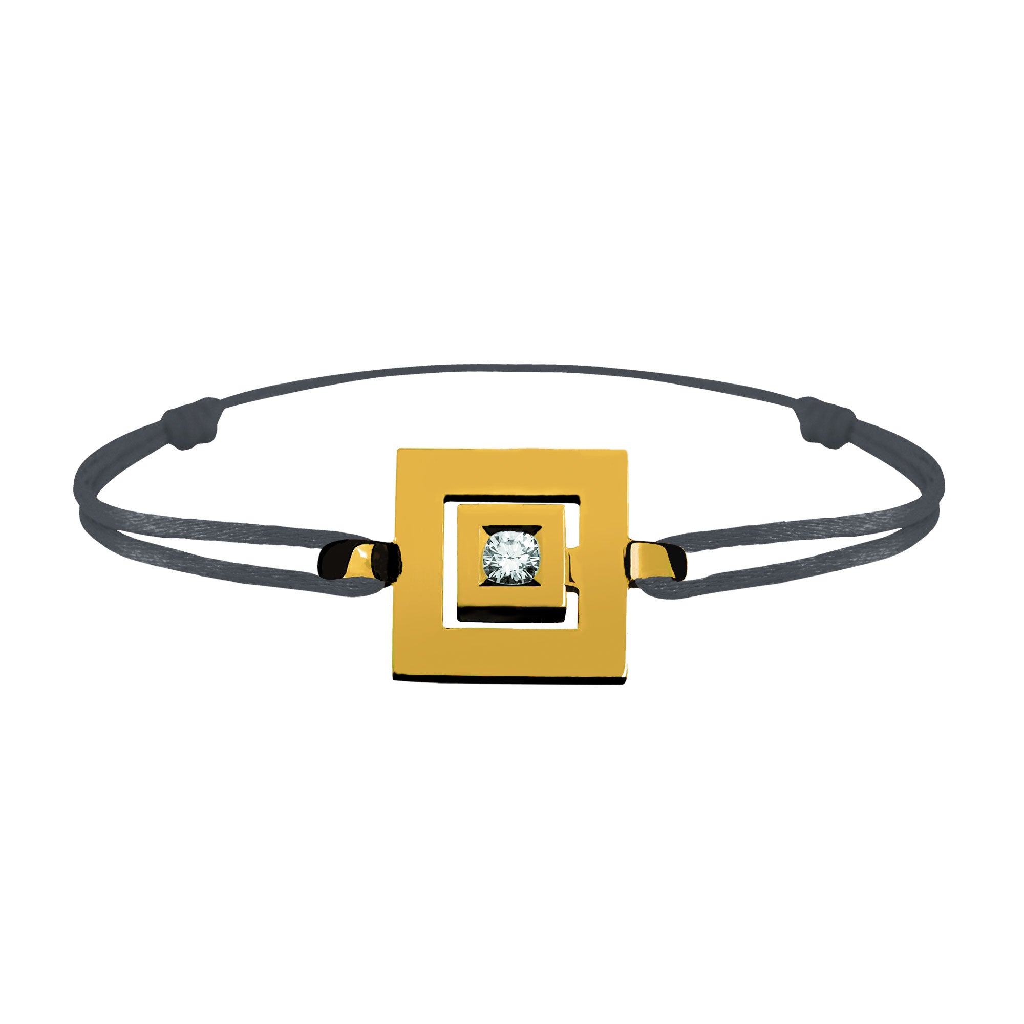 Bracelet lien Tournaire signe labyrinthe carrée or et diamant