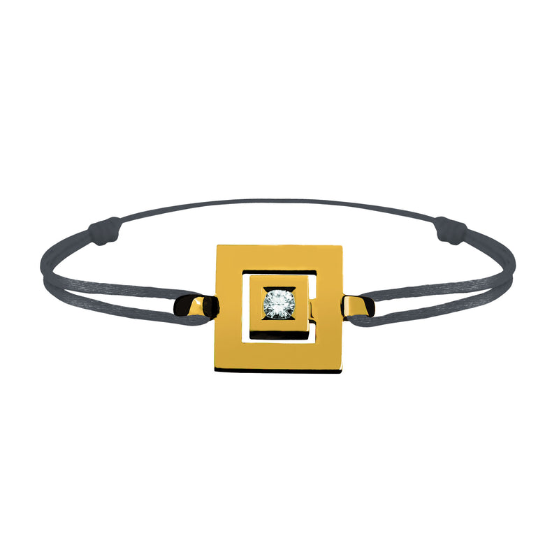 Bracelet lien Tournaire signe labyrinthe carrée or et diamant