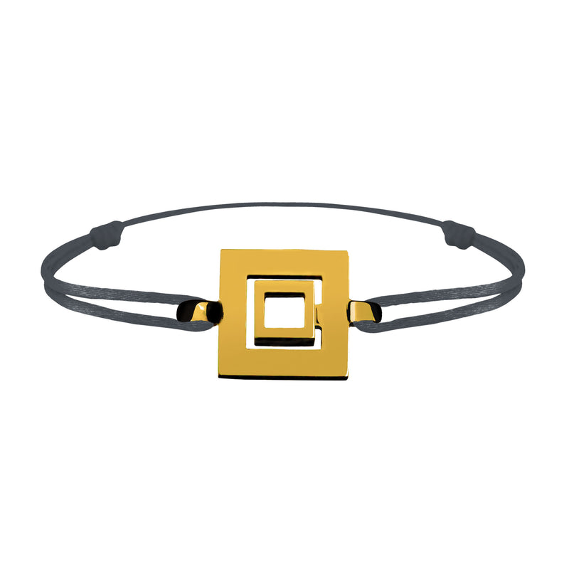 Bracelet Lien Signe Labyrinthe Carré Tout Or